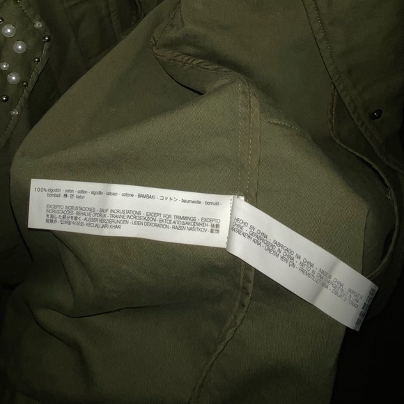 Zara military jacket khaki green & pearls - Picture 9 of 9